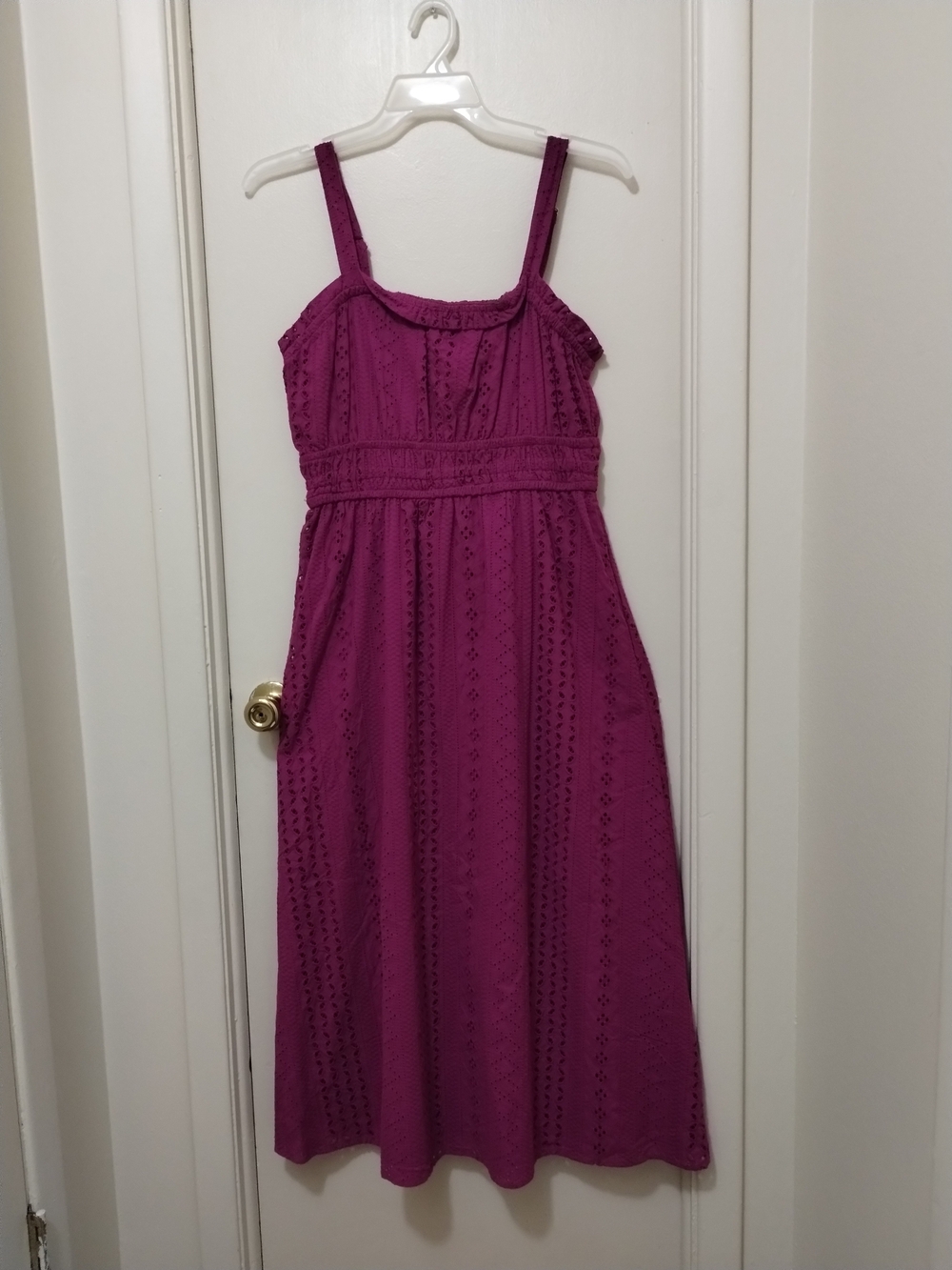 Girls' Fuchsia Eyelet Summer Dress